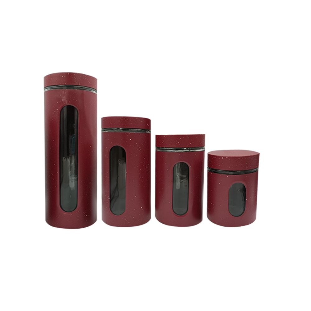 Continental Homeware Glass Canister Jar 4 Pack Red CH648