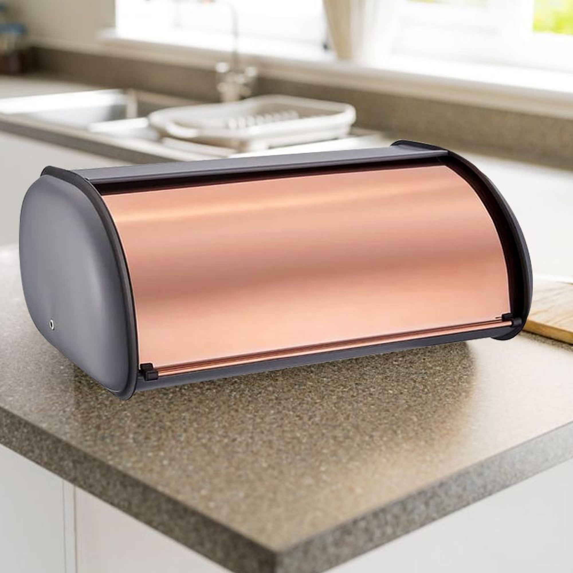 Bread Bin Matte Grey & Rose Gold Lid CH583