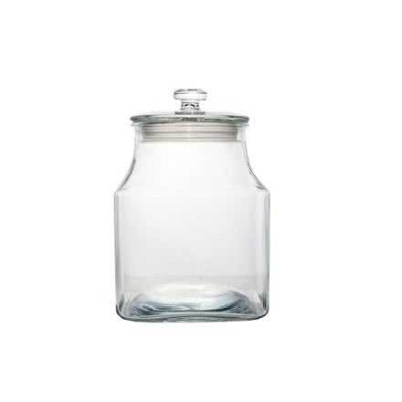 Aqua Glass Canister Belly Jar 2.8L Square Glass Lid 2.8L 27594