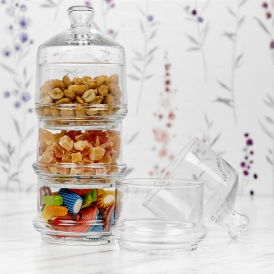 LAV 3 Tier Glass Dome Jar 765ml with base SGN054