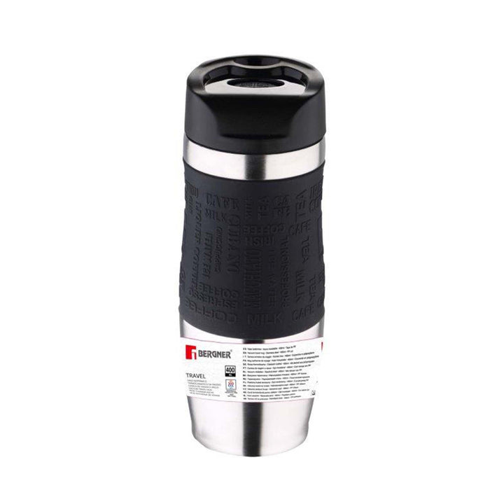 Bergner Vacuum Travel Flask 400ml Black Stainless Steel SGN2216