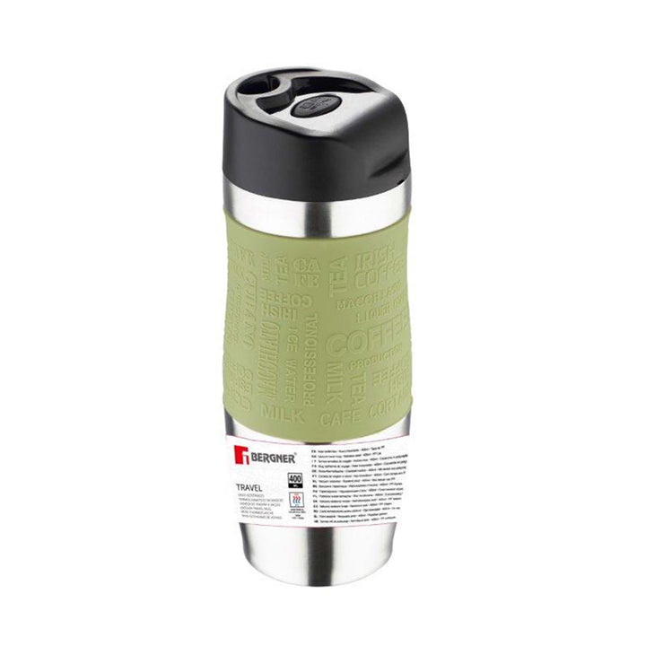 Bergner Vacuum Travel Flask 400ml Olive Stainless Steel SGN2218