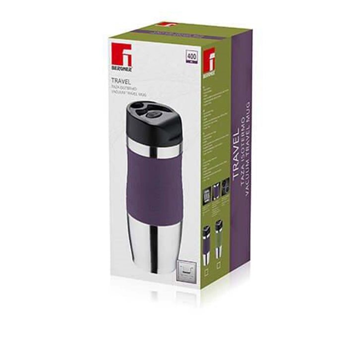 Bergner Vacuum Travel Flask 400ml Purple Stainless Steel Purple SGN2219