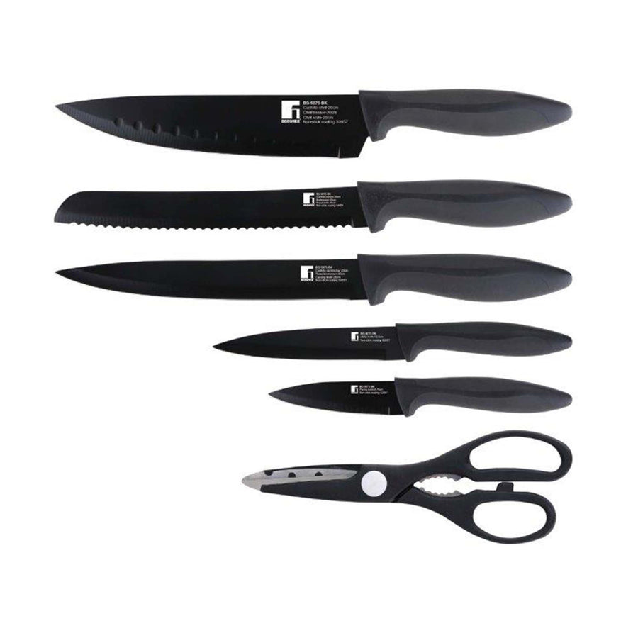 Bergner Chef 5 Knive Set and Scissor Stainless Steel Black Osaka SGN2235