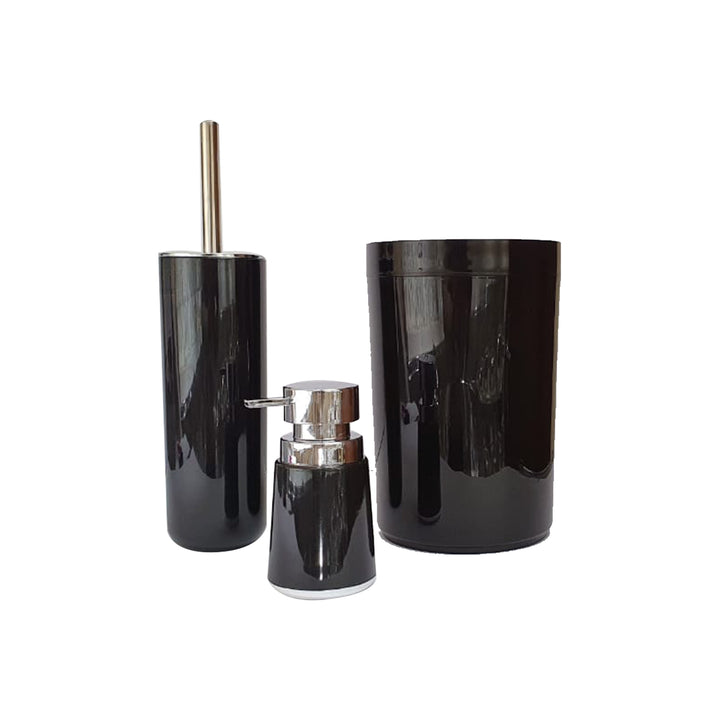 3 Piece Bathroom Set Luxurious Black with Silver Lid 5L SGN2339