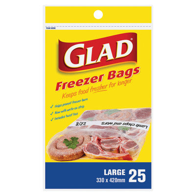 Glad Freezer Bags Large 330x420mm 25pcs