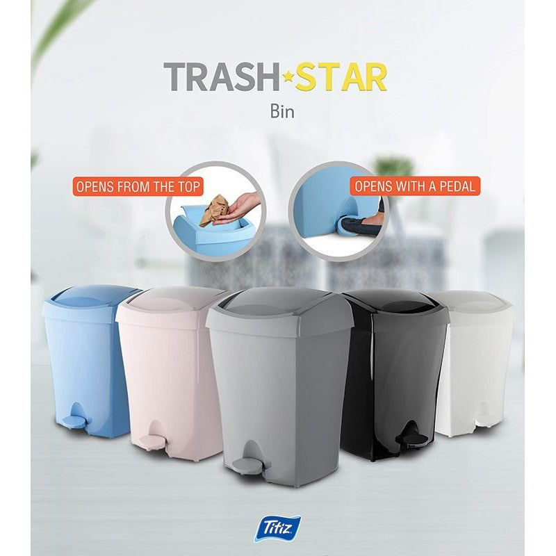 Titiz Plastic Bin 10L Trash Star 10L Silver TP-722