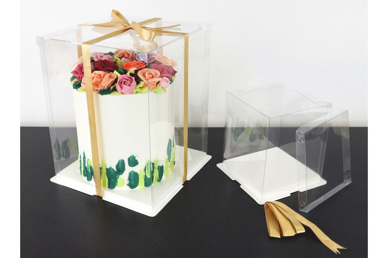 Plastic See Through Single Layer Square Cake Gift Box Assorted